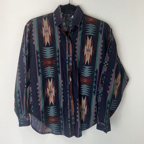 Panhandle Slim Tops - Panhandle Slim Aztec Vintage 90s Native Rare Retro Shirt Western Sz S Rodeo